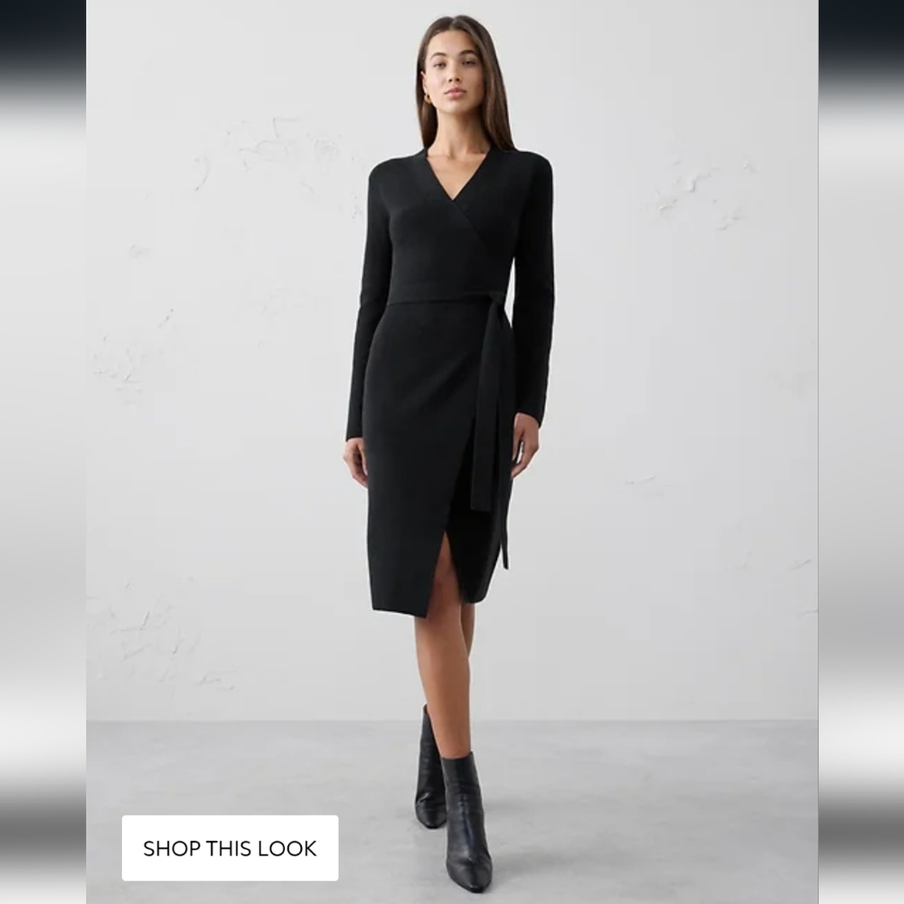 Banana Republic Wrap Knee Length Sweater Dress